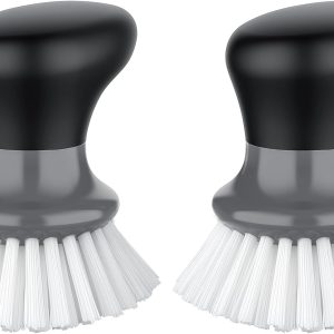 MR.SIGA Dish Scrub Brush, Palm Brush Dish Scrubber with Ergonomic Grip, Kitchen Brushes for Dishes, Gray, Pack of 2