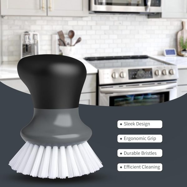 MR.SIGA Dish Scrub Brush, Palm Brush Dish Scrubber with Ergonomic Grip, Kitchen Brushes for Dishes, Gray, Pack of 2 - Image 6