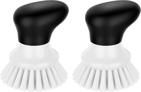 MR.SIGA Dish Scrub Brush, Palm Brush Dish Scrubber with Ergonomic Grip, Kitchen Brushes for Dishes, Gray, Pack of 2 - Image 7