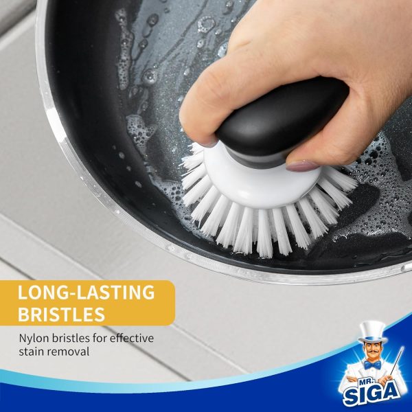 MR.SIGA Dish Scrub Brush, Palm Brush Dish Scrubber with Ergonomic Grip, Kitchen Brushes for Dishes, Gray, Pack of 2 - Image 11