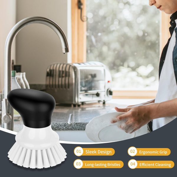 MR.SIGA Dish Scrub Brush, Palm Brush Dish Scrubber with Ergonomic Grip, Kitchen Brushes for Dishes, Gray, Pack of 2 - Image 12