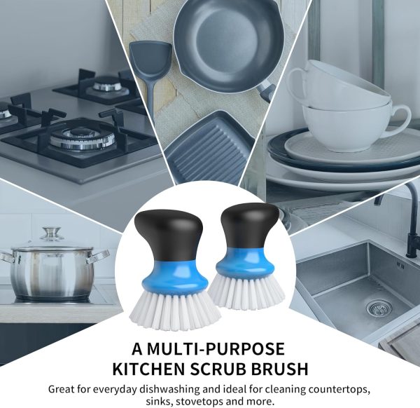 MR.SIGA Dish Scrub Brush, Palm Brush Dish Scrubber with Ergonomic Grip, Kitchen Brushes for Dishes, Gray, Pack of 2 - Image 16