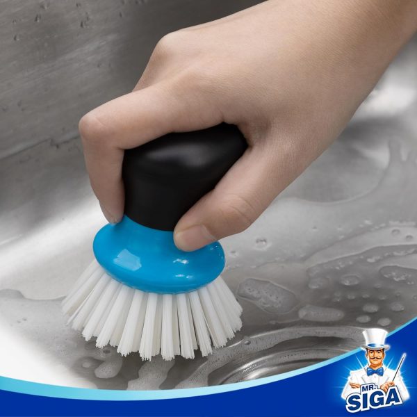 MR.SIGA Dish Scrub Brush, Palm Brush Dish Scrubber with Ergonomic Grip, Kitchen Brushes for Dishes, Gray, Pack of 2 - Image 17