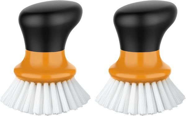 MR.SIGA Dish Scrub Brush, Palm Brush Dish Scrubber with Ergonomic Grip, Kitchen Brushes for Dishes, Gray, Pack of 2 - Image 19