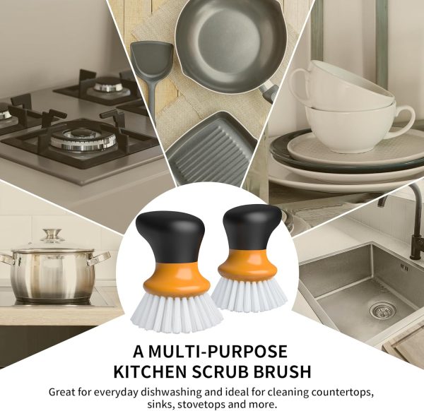 MR.SIGA Dish Scrub Brush, Palm Brush Dish Scrubber with Ergonomic Grip, Kitchen Brushes for Dishes, Gray, Pack of 2 - Image 22