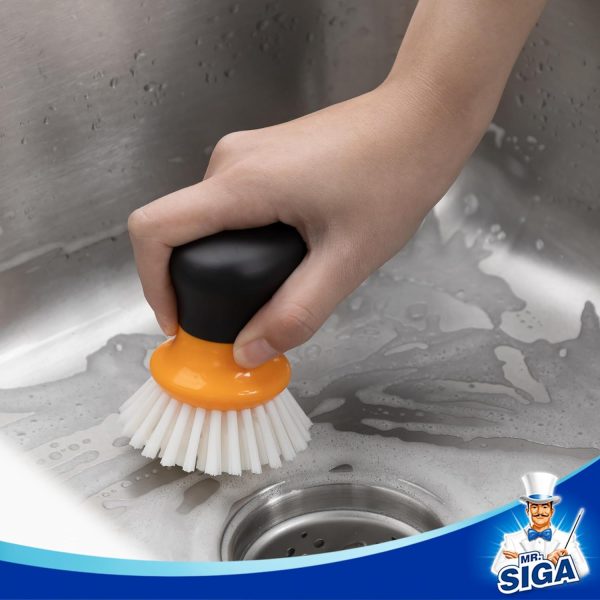 MR.SIGA Dish Scrub Brush, Palm Brush Dish Scrubber with Ergonomic Grip, Kitchen Brushes for Dishes, Gray, Pack of 2 - Image 23