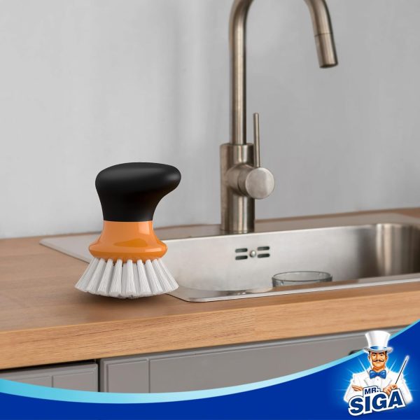 MR.SIGA Dish Scrub Brush, Palm Brush Dish Scrubber with Ergonomic Grip, Kitchen Brushes for Dishes, Gray, Pack of 2 - Image 24