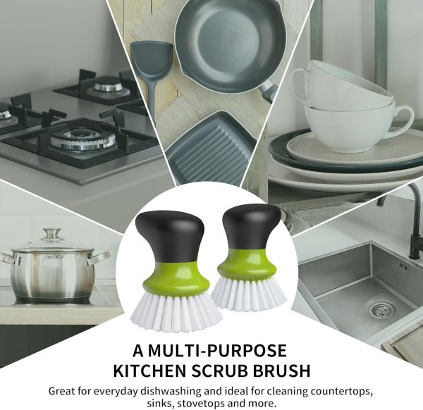 MR.SIGA Dish Scrub Brush, Palm Brush Dish Scrubber with Ergonomic Grip, Kitchen Brushes for Dishes, Gray, Pack of 2 - Image 28