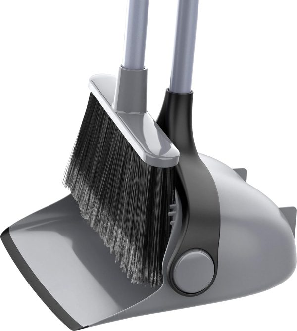 MR.SIGA Broom and Dustpan Set with Long Handle, Stand Upright Broom with Dustpan Combo for Cleaning Office, Garage, Lobby, Lightweight Sweeping Set, 51.7"(131 cm) Long Handle, White & Orange - Image 15