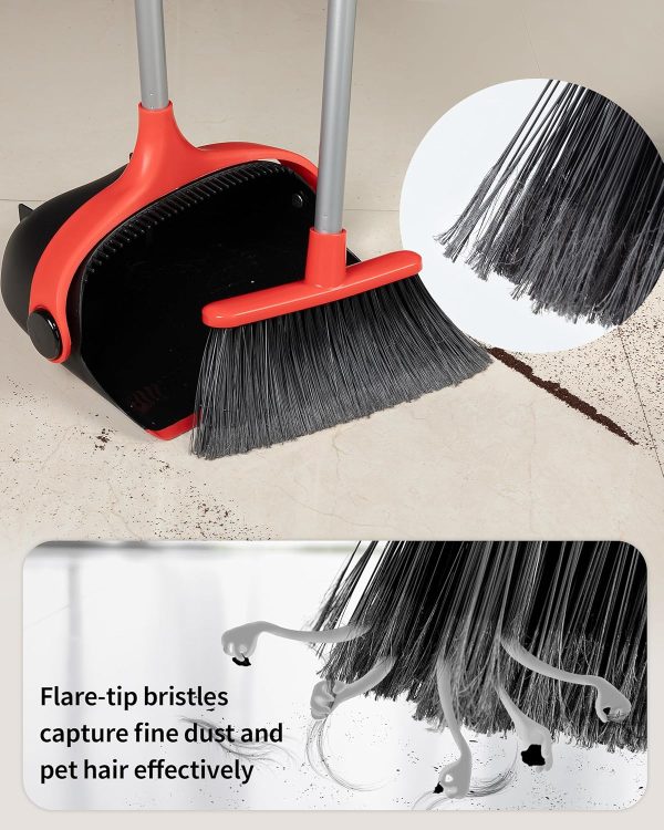 MR.SIGA Broom and Dustpan Set with Long Handle, Stand Upright Broom with Dustpan Combo for Cleaning Office, Garage, Lobby, Lightweight Sweeping Set, 51.7"(131 cm) Long Handle, White & Orange - Image 24