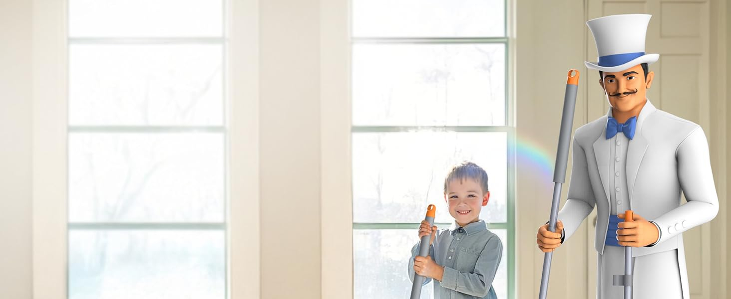 MR.SIGA Broom and Dustpan Set with Long Handle
