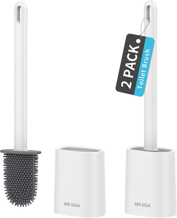 MR.SIGA Toilet Brush and Holder Set, Wall Mounted Toilet Bowl Brush, Compact Toilet Scrub Brush with Holder for Bathroom, Black, 2 Pack - Image 9