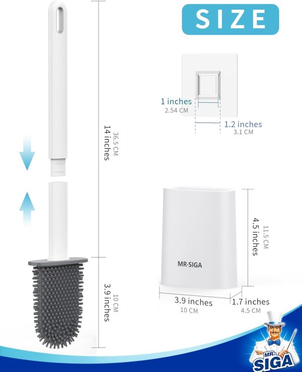 MR.SIGA Toilet Brush and Holder Set, Wall Mounted Toilet Bowl Brush, Compact Toilet Scrub Brush with Holder for Bathroom, Black, 2 Pack - Image 11