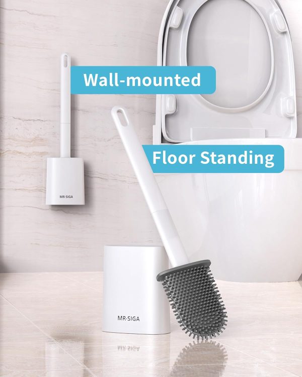 MR.SIGA Toilet Brush and Holder Set, Wall Mounted Toilet Bowl Brush, Compact Toilet Scrub Brush with Holder for Bathroom, Black, 2 Pack - Image 16