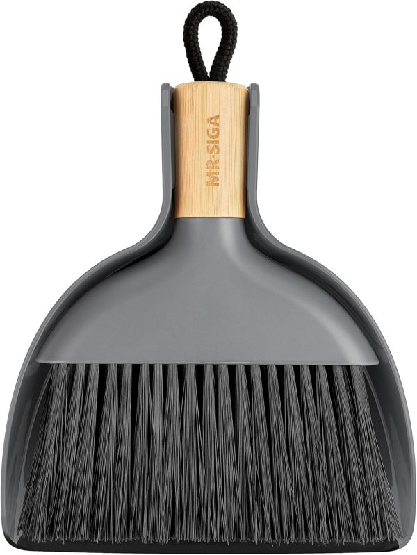 MR.SIGA Mini Dustpan and Brush Set, Portable Cleaning Brush and Dustpan Combo with Bamboo Handle, Black, 1 Set - Image 8