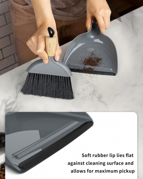 MR.SIGA Mini Dustpan and Brush Set, Portable Cleaning Brush and Dustpan Combo with Bamboo Handle, Black, 1 Set - Image 11