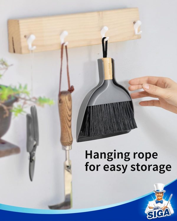 MR.SIGA Mini Dustpan and Brush Set, Portable Cleaning Brush and Dustpan Combo with Bamboo Handle, Black, 1 Set - Image 13