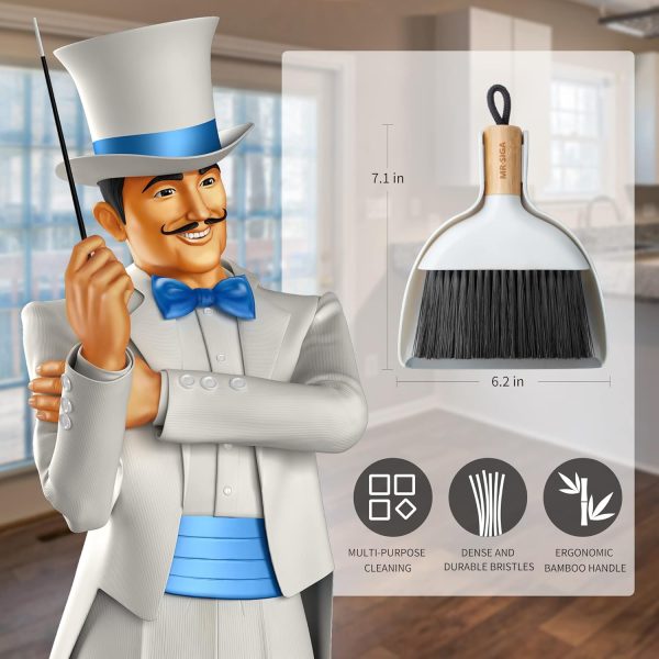 MR.SIGA Mini Dustpan and Brush Set, Portable Cleaning Brush and Dustpan Combo with Bamboo Handle, Black, 1 Set - Image 16