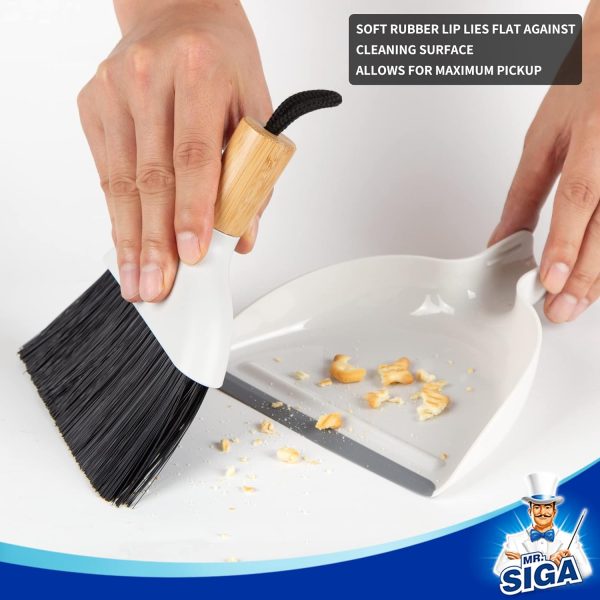 MR.SIGA Mini Dustpan and Brush Set, Portable Cleaning Brush and Dustpan Combo with Bamboo Handle, Black, 1 Set - Image 17