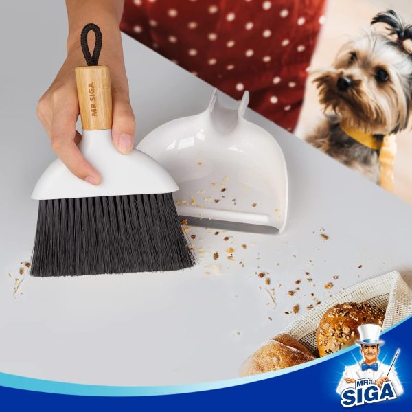MR.SIGA Mini Dustpan and Brush Set, Portable Cleaning Brush and Dustpan Combo with Bamboo Handle, Black, 1 Set - Image 18
