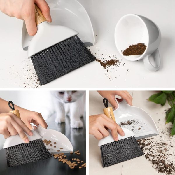 MR.SIGA Mini Dustpan and Brush Set, Portable Cleaning Brush and Dustpan Combo with Bamboo Handle, Black, 1 Set - Image 19