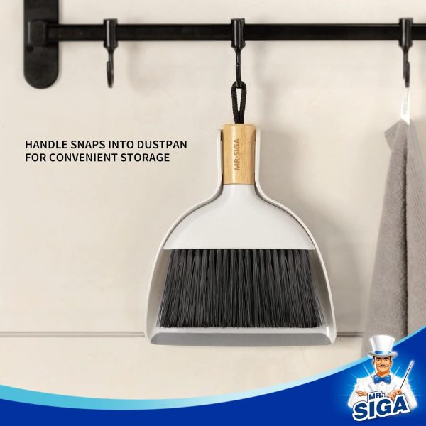 MR.SIGA Mini Dustpan and Brush Set, Portable Cleaning Brush and Dustpan Combo with Bamboo Handle, Black, 1 Set - Image 20