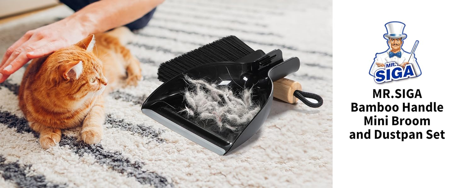 商品图片 MR.SIGA Bamboo Handle Mini Broom and Dustpan Set