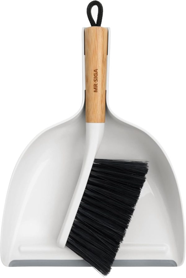 MR.SIGA Dustpan and Brush Set, Portable Cleaning Brush and Dustpan Combo with Bamboo Handle, Black, 1 Set - Image 15