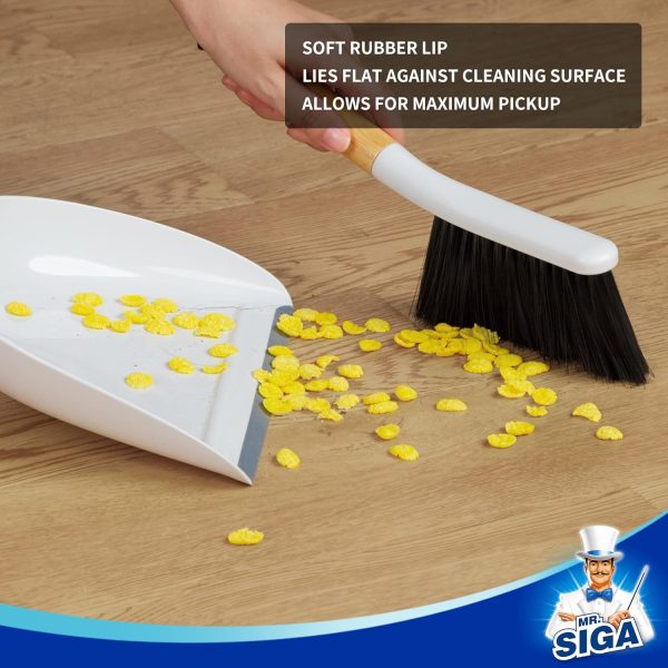 MR.SIGA Dustpan and Brush Set, Portable Cleaning Brush and Dustpan Combo with Bamboo Handle, Black, 1 Set - Image 17