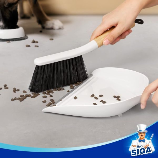 MR.SIGA Dustpan and Brush Set, Portable Cleaning Brush and Dustpan Combo with Bamboo Handle, Black, 1 Set - Image 19