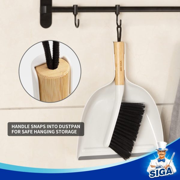 MR.SIGA Dustpan and Brush Set, Portable Cleaning Brush and Dustpan Combo with Bamboo Handle, Black, 1 Set - Image 20