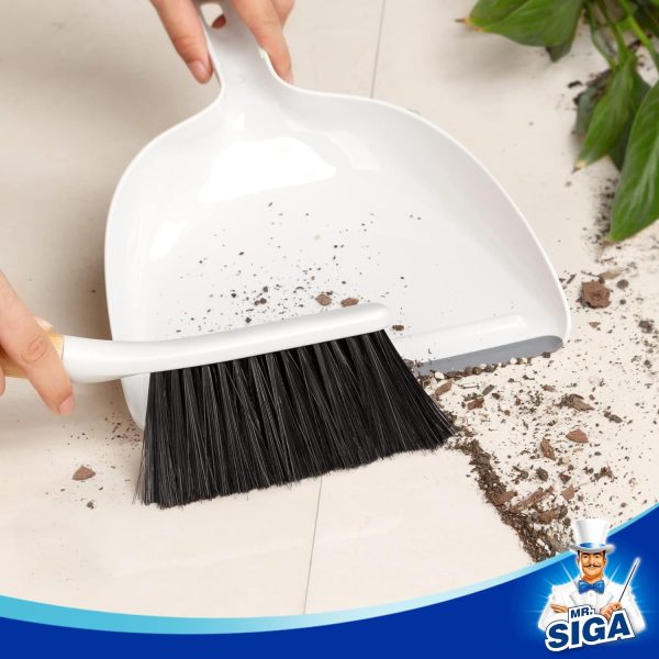 MR.SIGA Dustpan and Brush Set, Portable Cleaning Brush and Dustpan Combo with Bamboo Handle, Black, 1 Set - Image 22