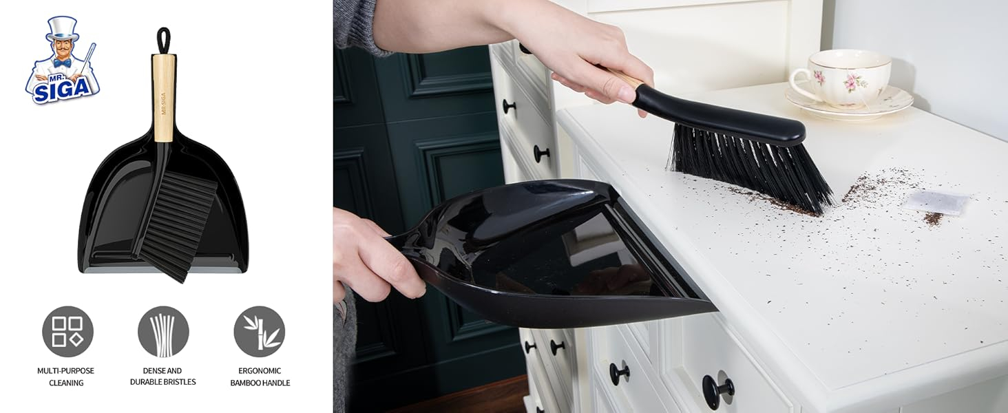 Bamboo Handle Broom and Dustpan Set