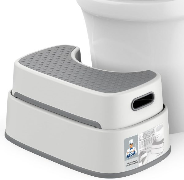 MR.SIGA Toilet Stool Squat Adult, Bathroom Stool Heavy Duty, Anti Slip Toilet Step for Bathroom, Toddler Step Stool for Kids