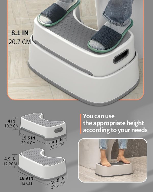 MR.SIGA Toilet Stool Squat Adult, Bathroom Stool Heavy Duty, Anti Slip Toilet Step for Bathroom, Toddler Step Stool for Kids - Image 2