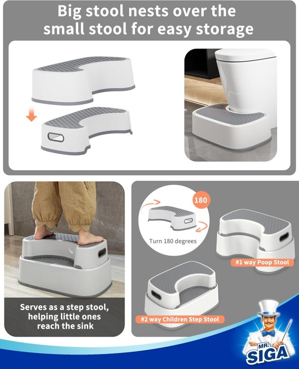MR.SIGA Toilet Stool Squat Adult, Bathroom Stool Heavy Duty, Anti Slip Toilet Step for Bathroom, Toddler Step Stool for Kids - Image 4
