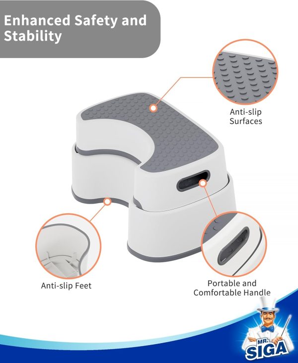 MR.SIGA Toilet Stool Squat Adult, Bathroom Stool Heavy Duty, Anti Slip Toilet Step for Bathroom, Toddler Step Stool for Kids - Image 5