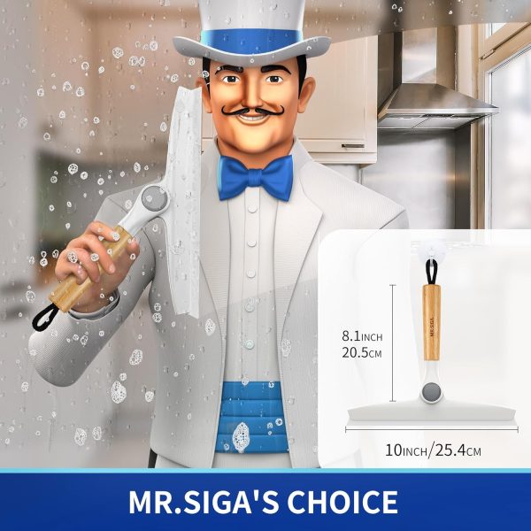 MR.SIGA All Purpose Silicone Squeegee for Shower Door, Mirror, Glass, Streak Free Shower Squeegee, Pivoting Bamboo Handle, Includes 1 Suction Hook, 10 inch Wide, Black, 1 Pack - Image 16