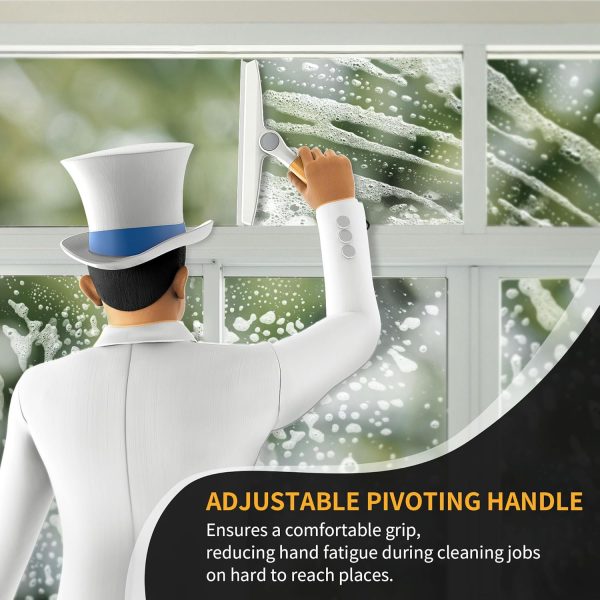 MR.SIGA All Purpose Silicone Squeegee for Shower Door, Mirror, Glass, Streak Free Shower Squeegee, Pivoting Bamboo Handle, Includes 1 Suction Hook, 10 inch Wide, Black, 1 Pack - Image 17