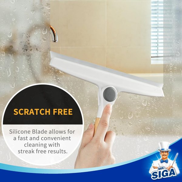 MR.SIGA All Purpose Silicone Squeegee for Shower Door, Mirror, Glass, Streak Free Shower Squeegee, Pivoting Bamboo Handle, Includes 1 Suction Hook, 10 inch Wide, Black, 1 Pack - Image 21