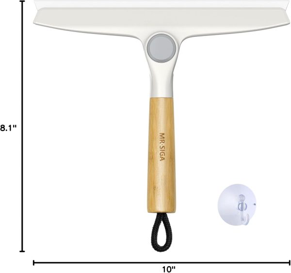MR.SIGA All Purpose Silicone Squeegee for Shower Door, Mirror, Glass, Streak Free Shower Squeegee, Pivoting Bamboo Handle, Includes 1 Suction Hook, 10 inch Wide, Black, 1 Pack - Image 22