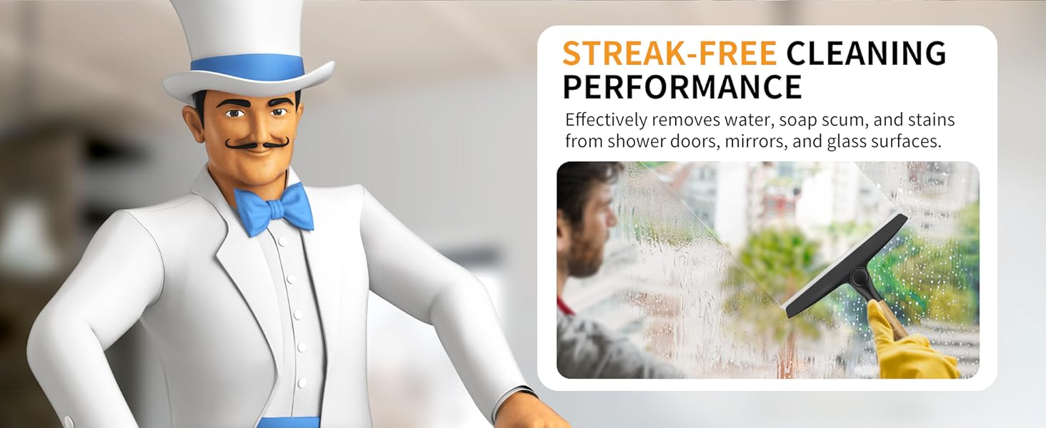 MR.SIGA Pivoting Shower Squeegee with Bamboo Handle