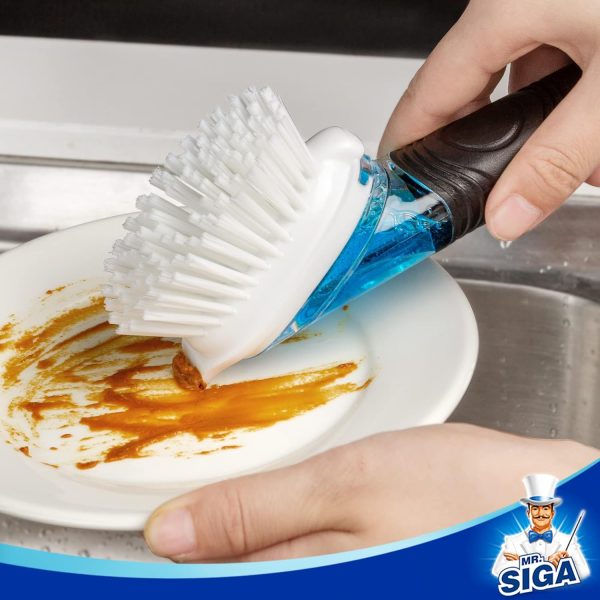 MR.SIGA Soap Dispensing Dish Brush, Kitchen Brush for Pot Pan Sink Cleaning, Black - Image 4
