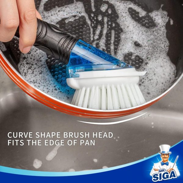 MR.SIGA Soap Dispensing Dish Brush, Kitchen Brush for Pot Pan Sink Cleaning, Black - Image 5