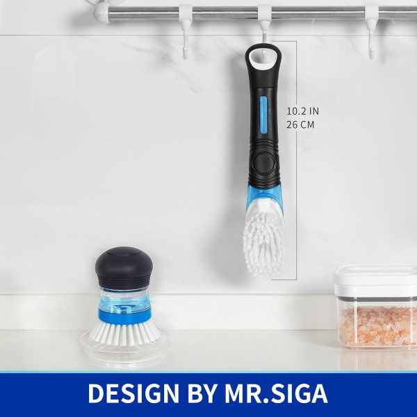 MR.SIGA Soap Dispensing Dish Brush, Kitchen Brush for Pot Pan Sink Cleaning, Black - Image 6